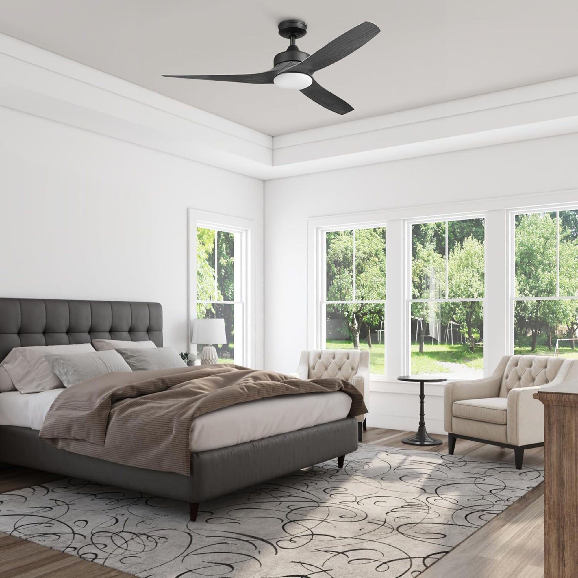 Honeywell Lynton 52" Ceiling Fan w/ Remote, & Reversible Blades, Matte Black - VMInnovations