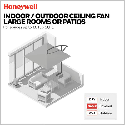 Honeywell Lynton 52" Ceiling Fan w/ Remote, & Reversible Blades, Matte Black - VMInnovations