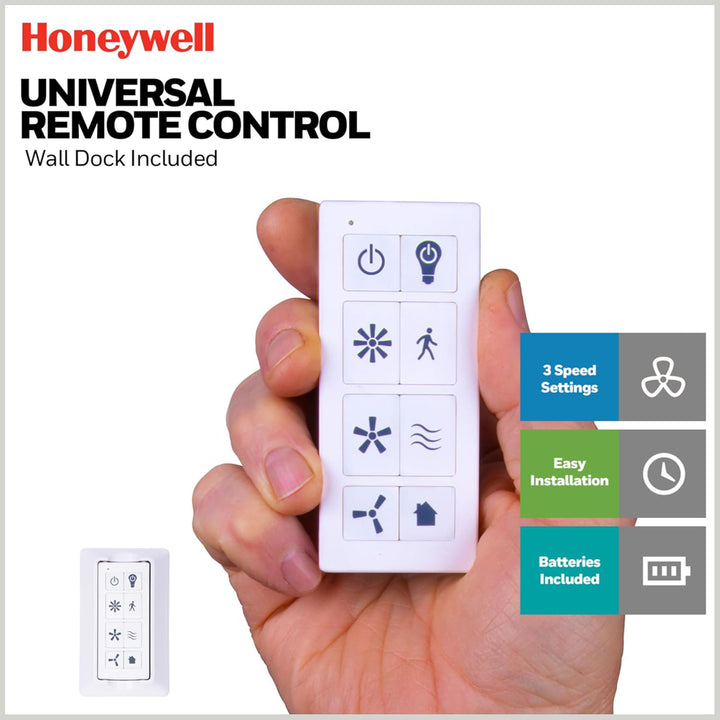 Honeywell Carnegie Ceiling Fan, Quiet Motor and Remote Control, 52", Matte Black