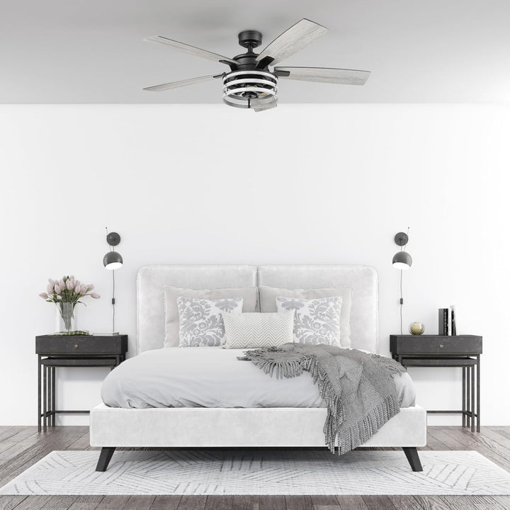 Honeywell Carnegie Ceiling Fan, Quiet Motor and Remote Control, 52", Matte Black