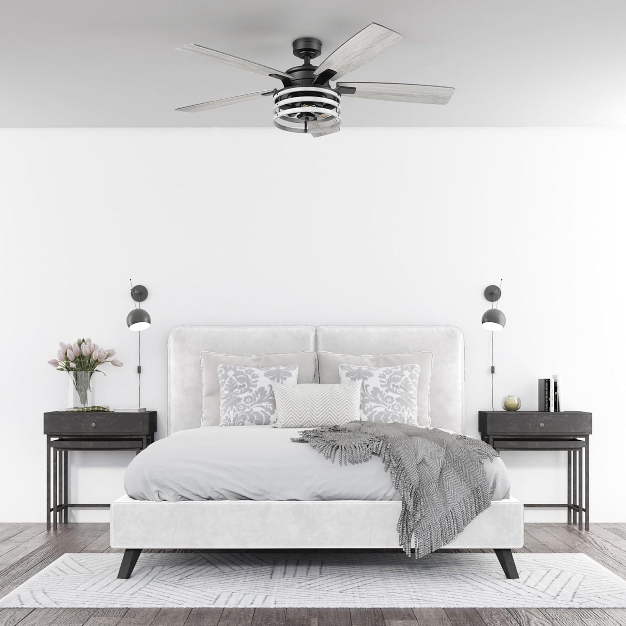 Honeywell Carnegie Ceiling Fan, Quiet Motor and Remote Control, 52", Matte Black (For Parts)