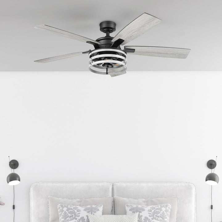 Honeywell Carnegie Ceiling Fan, Quiet Motor and Remote Control, 52", Matte Black