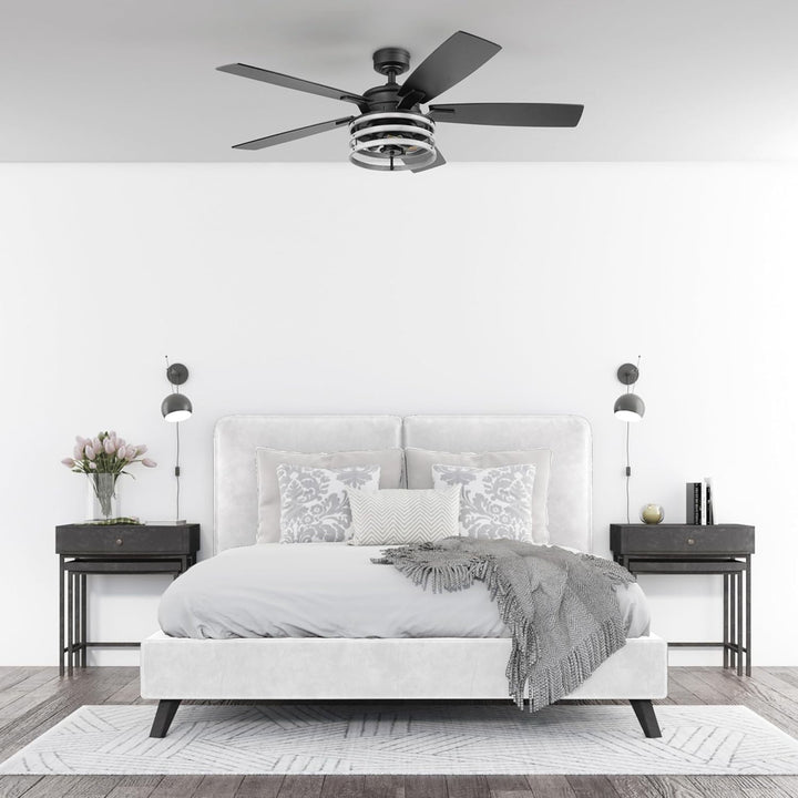 Honeywell Carnegie Ceiling Fan, Quiet Motor and Remote Control, 52", Matte Black