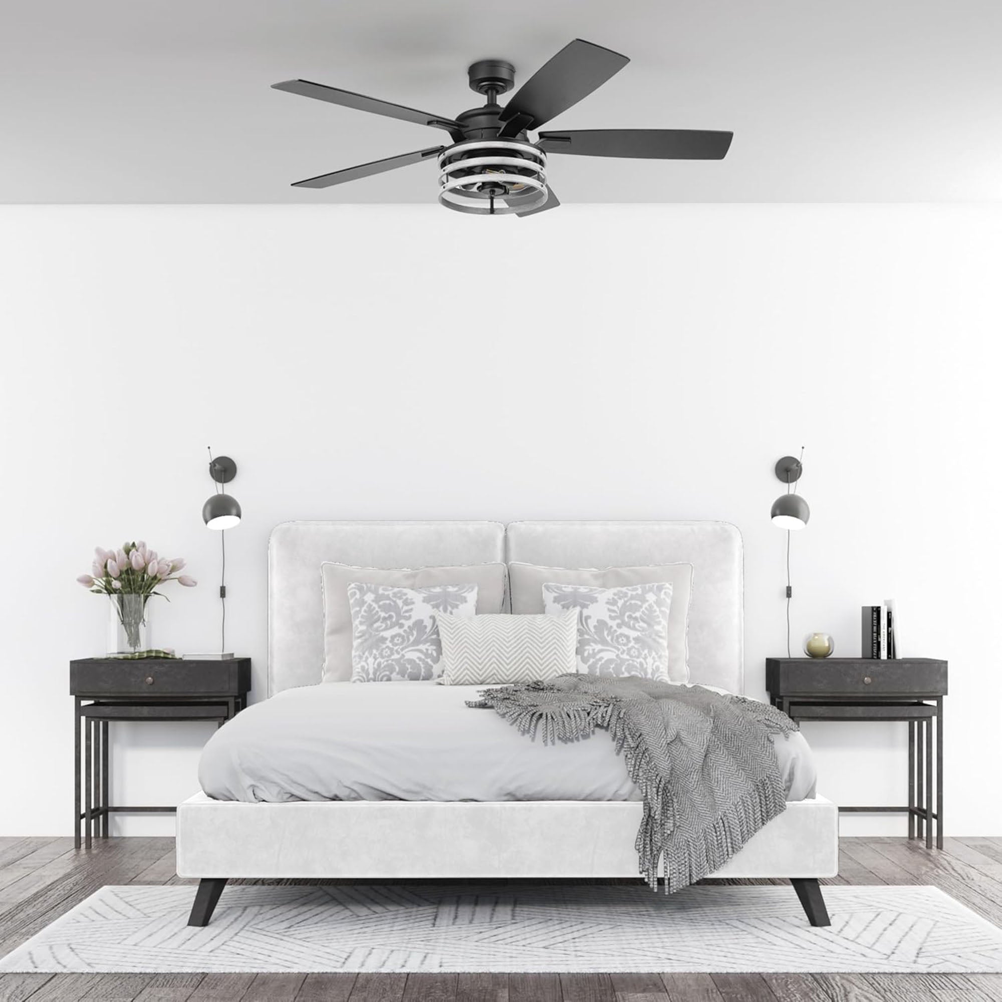 Honeywell Carnegie Ceiling Fan, Quiet Motor and Remote Control, 52", Matte Black (For Parts)