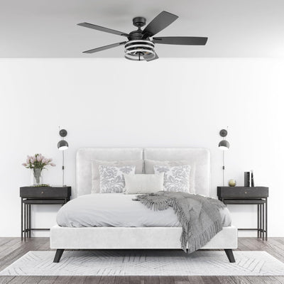 Honeywell Carnegie Ceiling Fan, Quiet Motor and Remote Control, 52", Matte Black (For Parts)