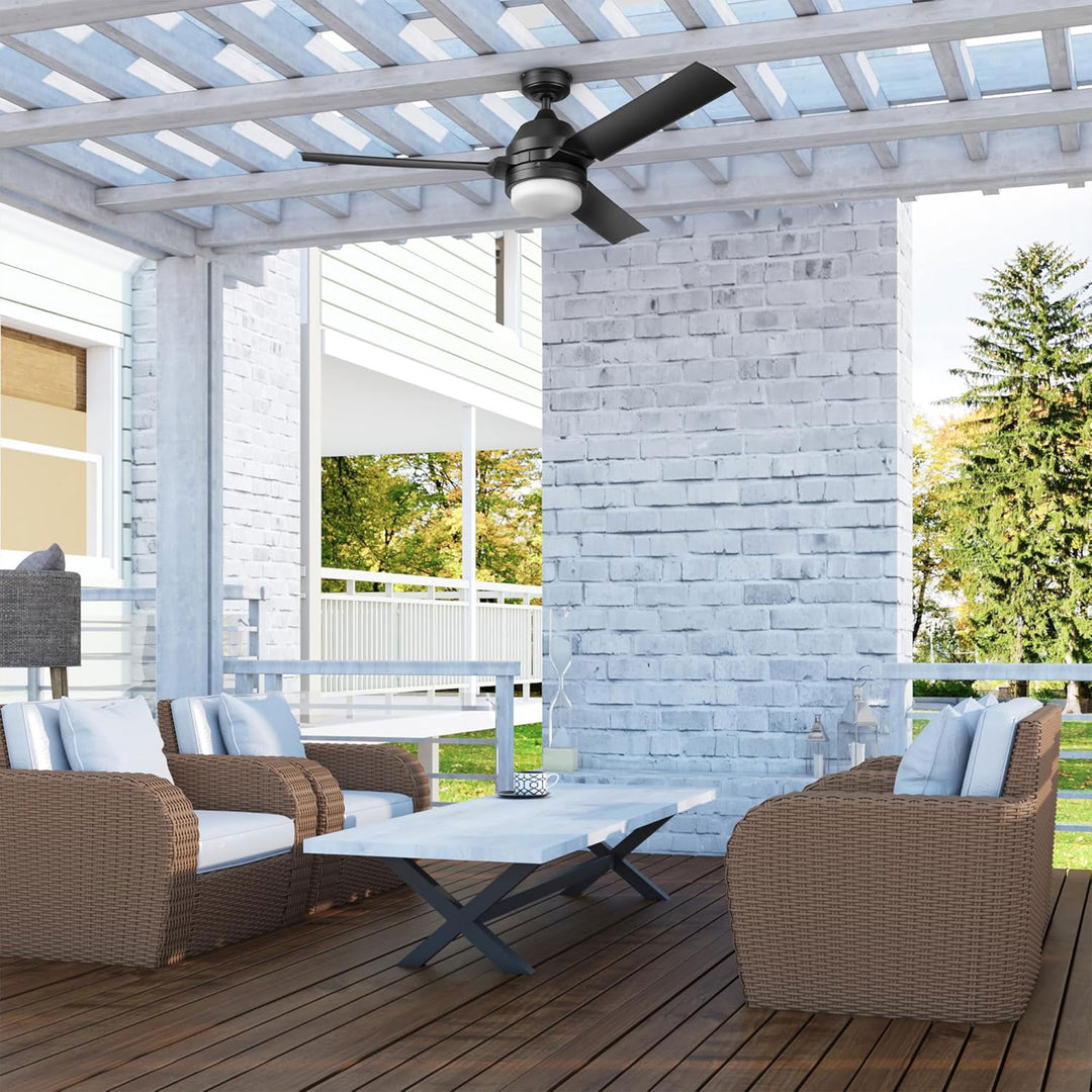 Honeywell Port Isle Modern Outdoor Ceiling Fan, Light & Remote Control(Open Box)