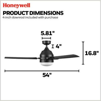 Honeywell Port Isle Modern Outdoor Ceiling Fan, Light & Remote Control(Open Box) - VMInnovations