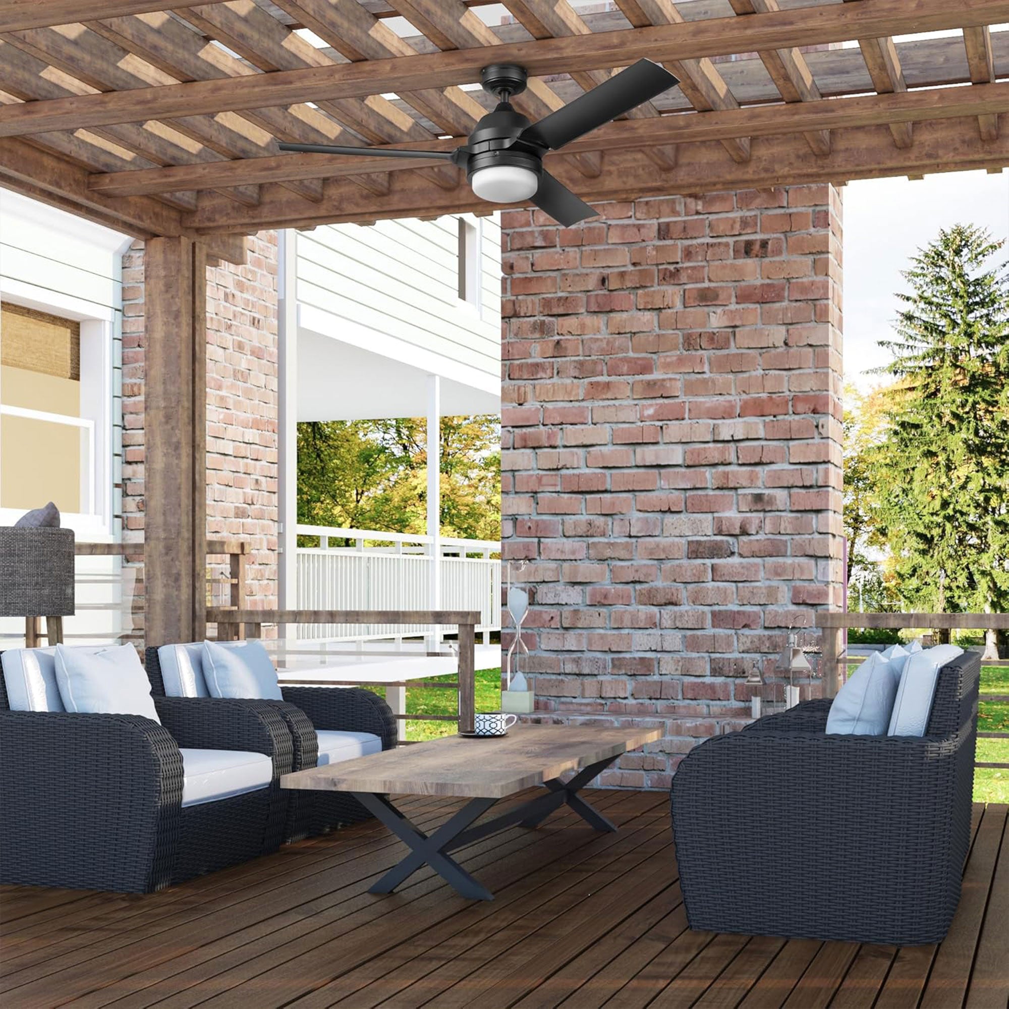 Honeywell Port Isle Modern Outdoor Ceiling Fan, Light & Remote Control(Open Box) - VMInnovations