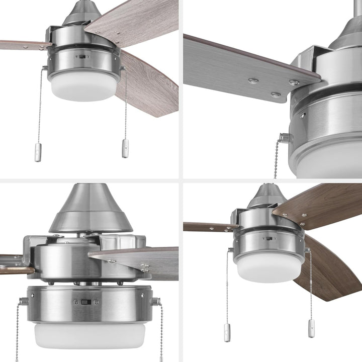 Honeywell Berryhill Ceiling Fan, Quiet Motor and Pull Chain, 48", Brushed Nickel