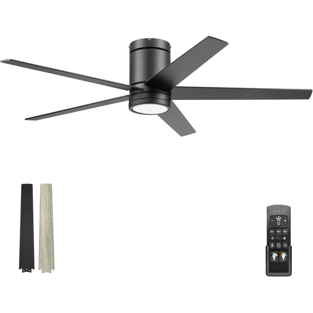 Honeywell Graceshire 52” Ceiling Fan with LED Light and Remote, Black (Open Box) - VMInnovations