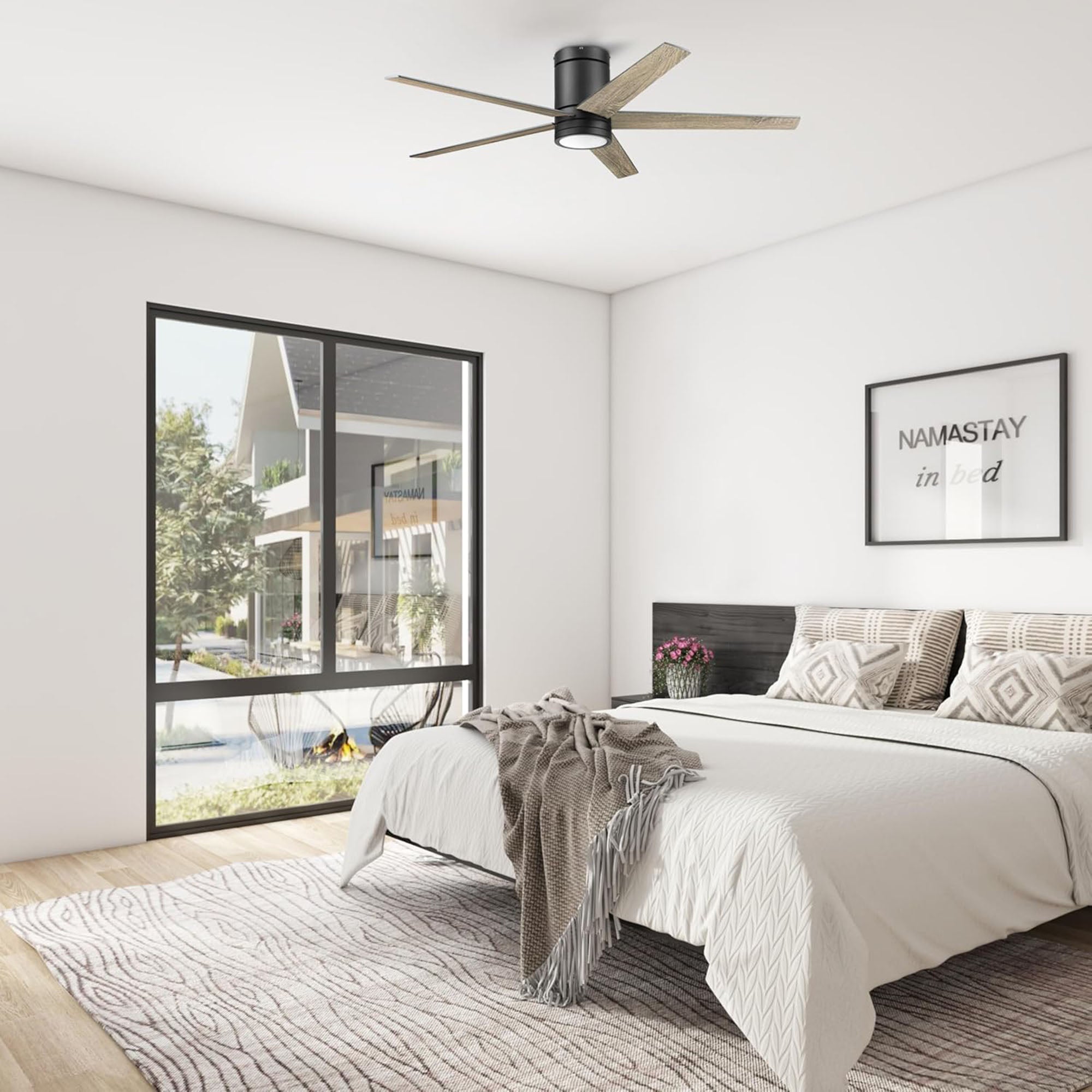 Honeywell Graceshire 52” Ceiling Fan with LED Light and Remote, Matte Black - VMInnovations