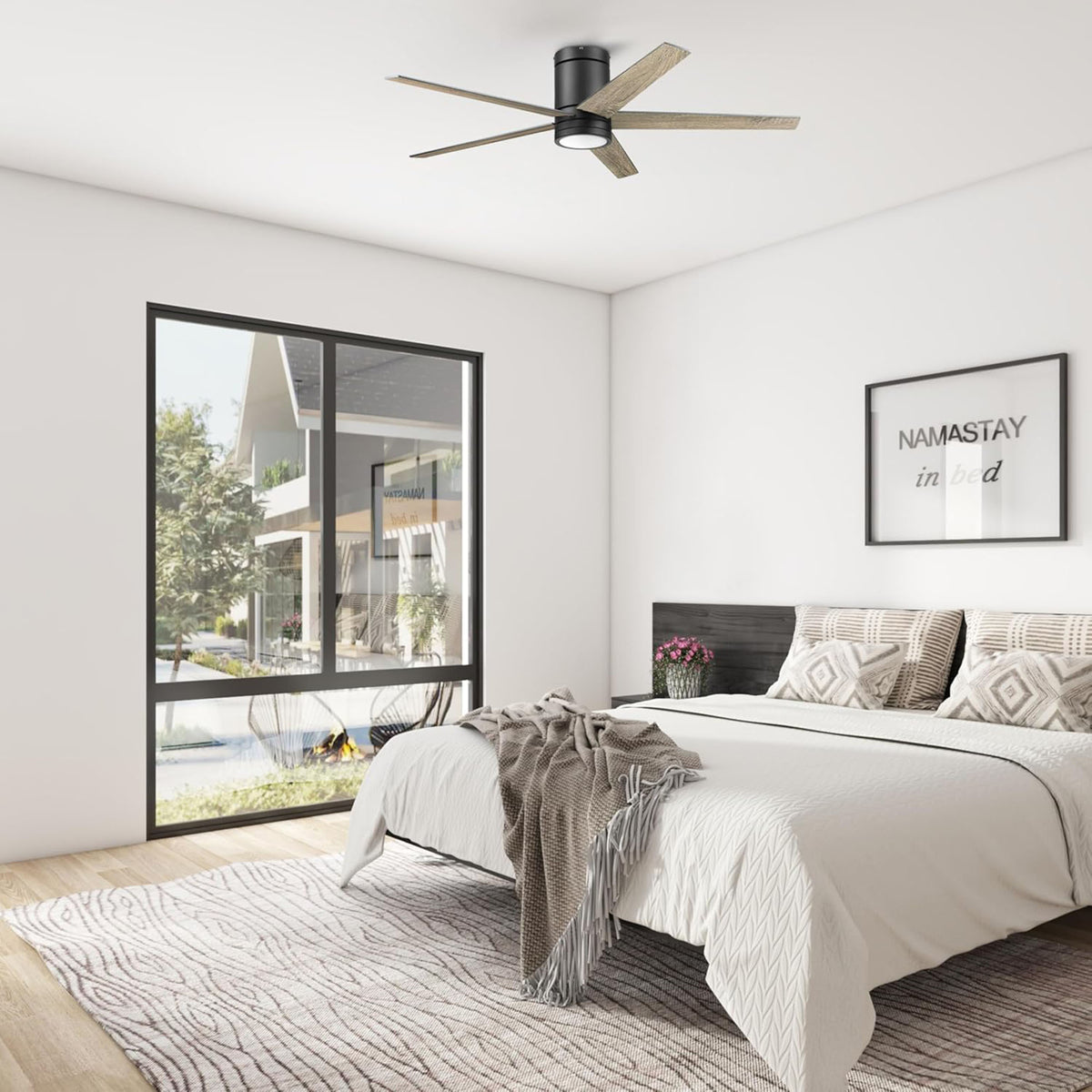 Honeywell Graceshire 52” Ceiling Fan with LED Light and Remote, Black (Open Box) - VMInnovations