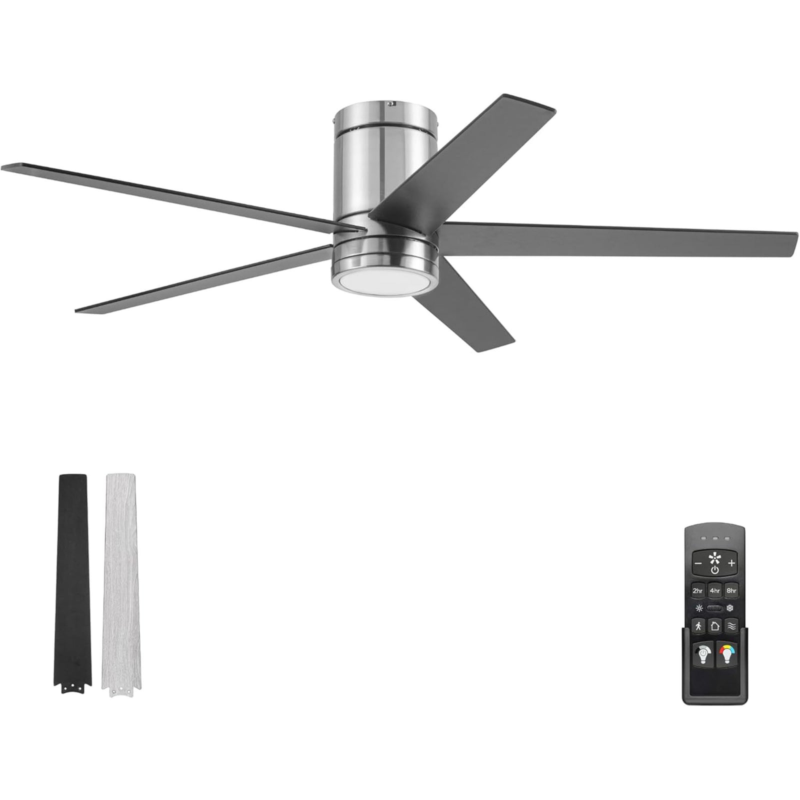 Honeywell Graceshire 52” Ceiling Fan with LED Light and Remote, Nickel(Open Box) - VMInnovations