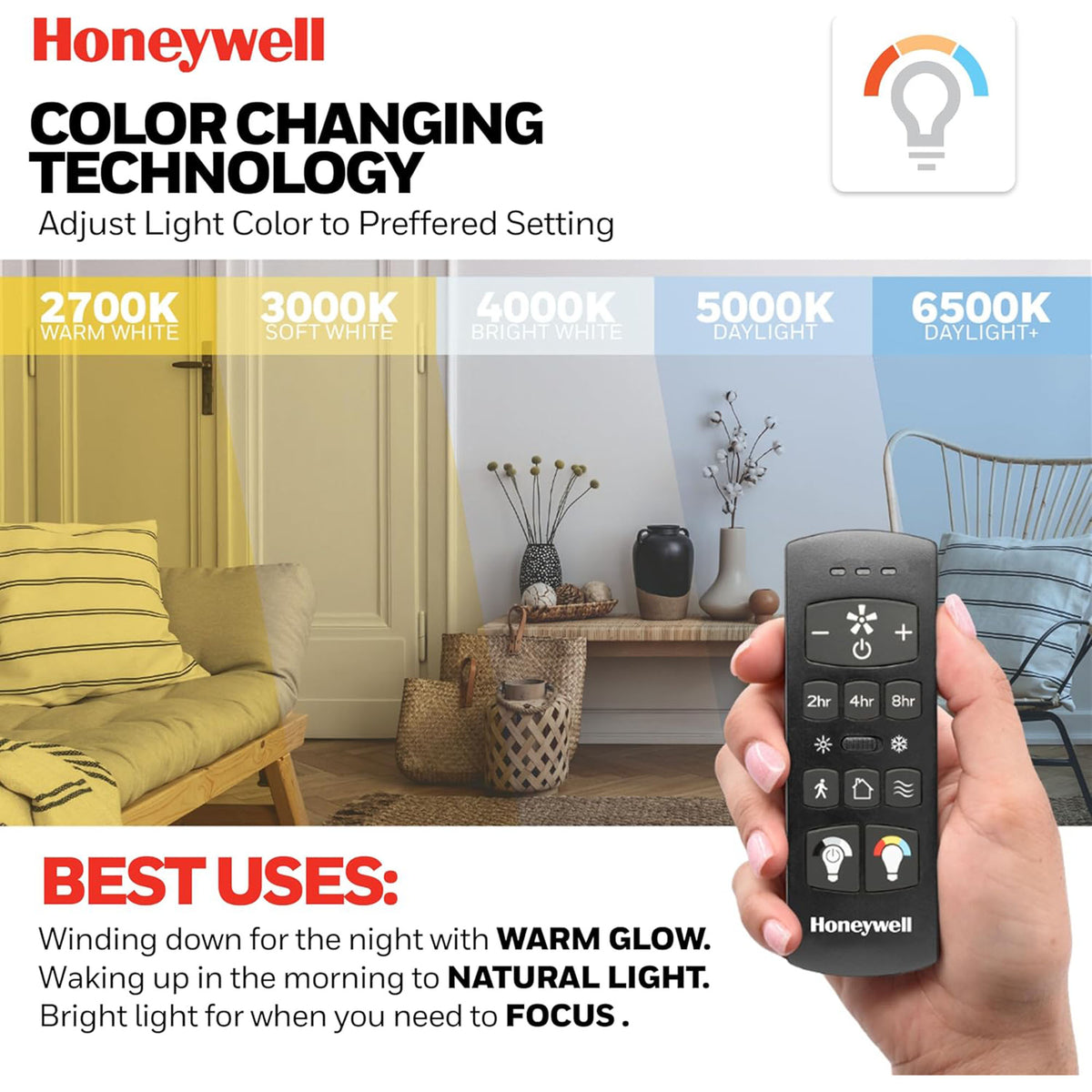 Honeywell Graceshire 52” Ceiling Fan with LED Light & Remote, Nickel (Used)
