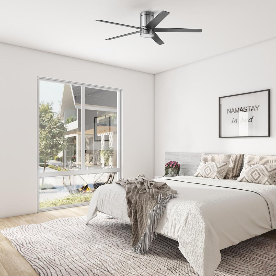 Honeywell Graceshire 52” Ceiling Fan with LED Light and Remote, Nickel(Open Box) - VMInnovations