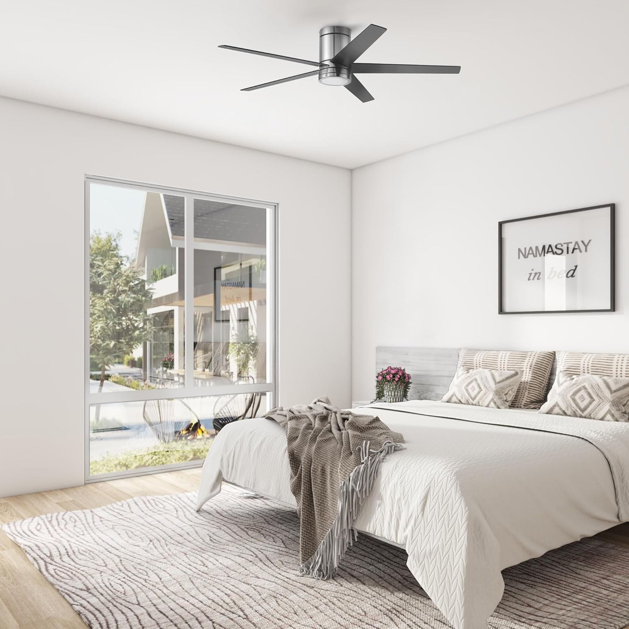 Honeywell Graceshire 52” Ceiling Fan with LED Light & Remote, Nickel (Used)