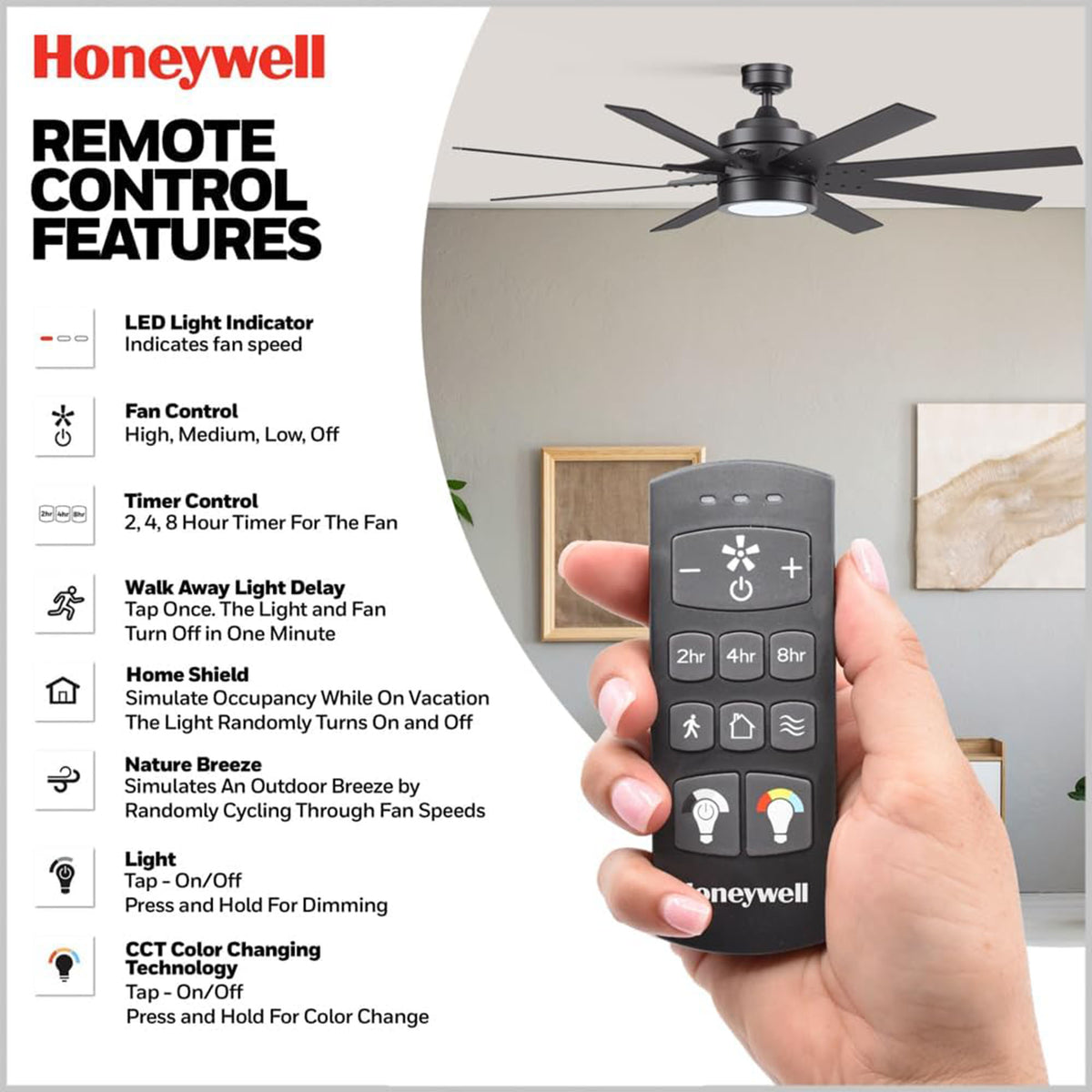 Honeywell Xerxes 62" Ceiling Fan w/ Remote, & Reversible Blades (Open Box)