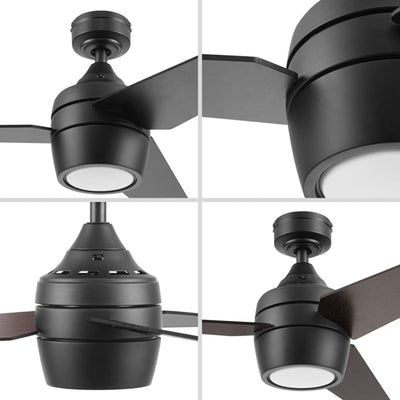 Honeywell 52" Indoor Ceiling Fan Light, Remote, 3 Blade, Dual Mount, Matte Black - VMInnovations