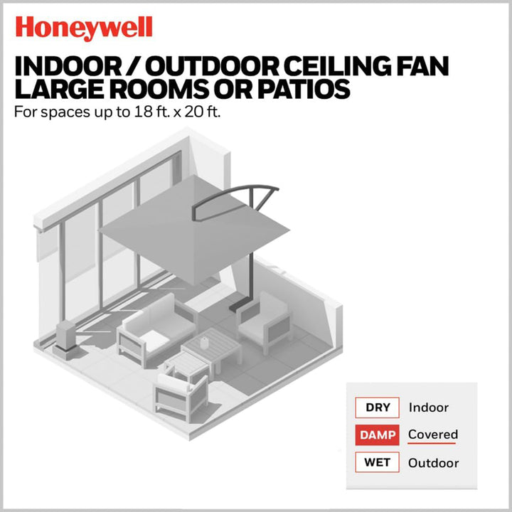 Honeywell Kaliza Ceiling Fan, Color Changing LED and Remote Control, 60", Black