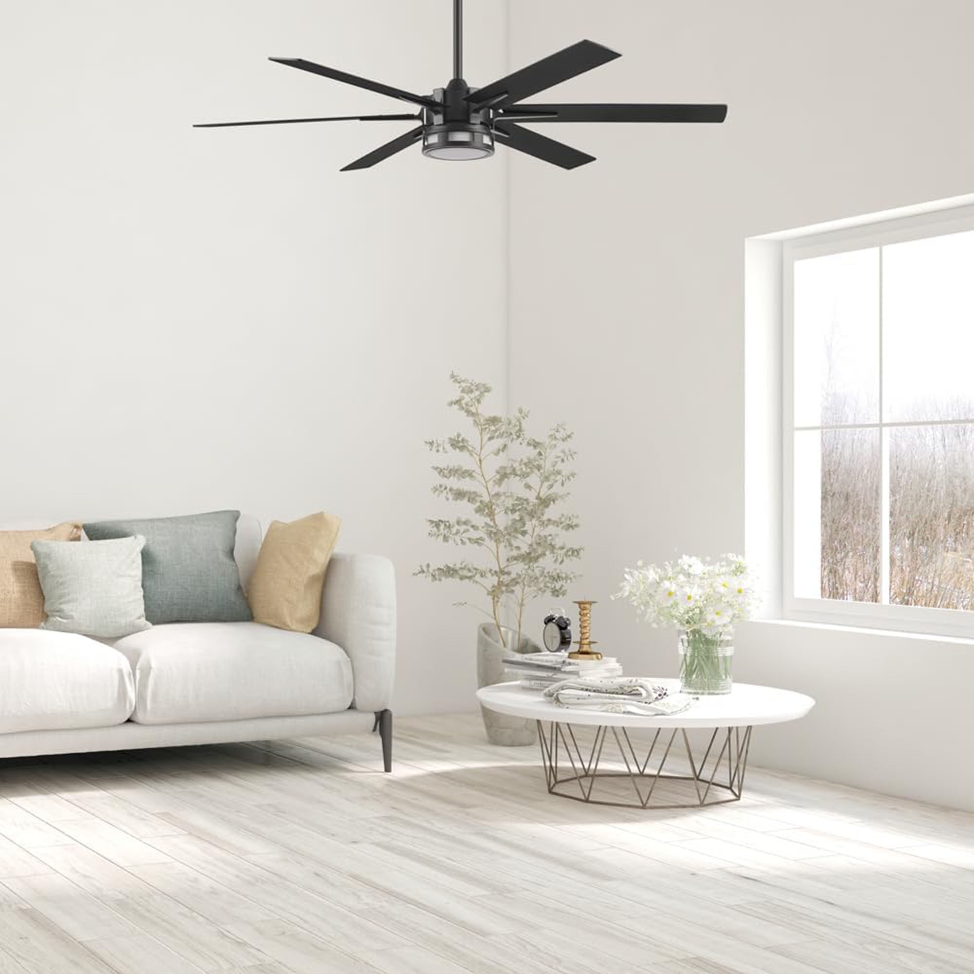 Honeywell Ceiling Fan, Color Changing LED & Remote Control, 60", Black(Open Box) - VMInnovations
