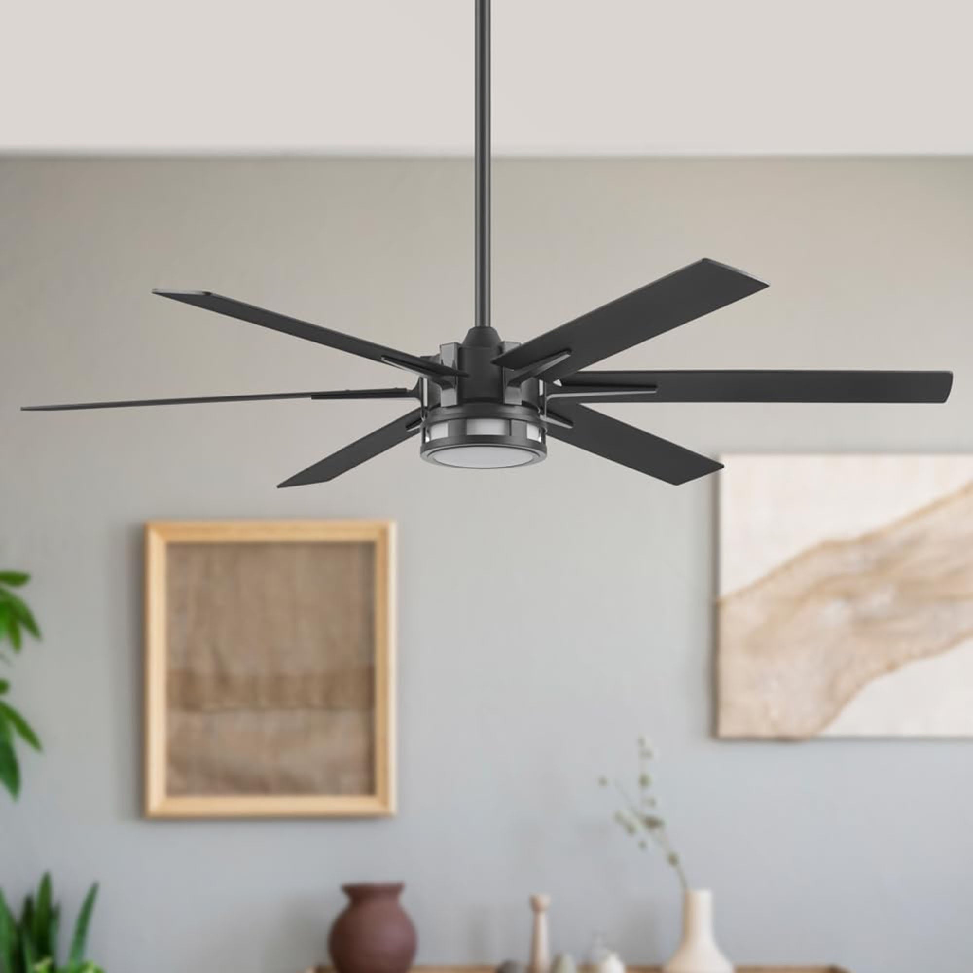 Honeywell Ceiling Fan, Color Changing LED & Remote Control, 60", Black(Open Box) - VMInnovations