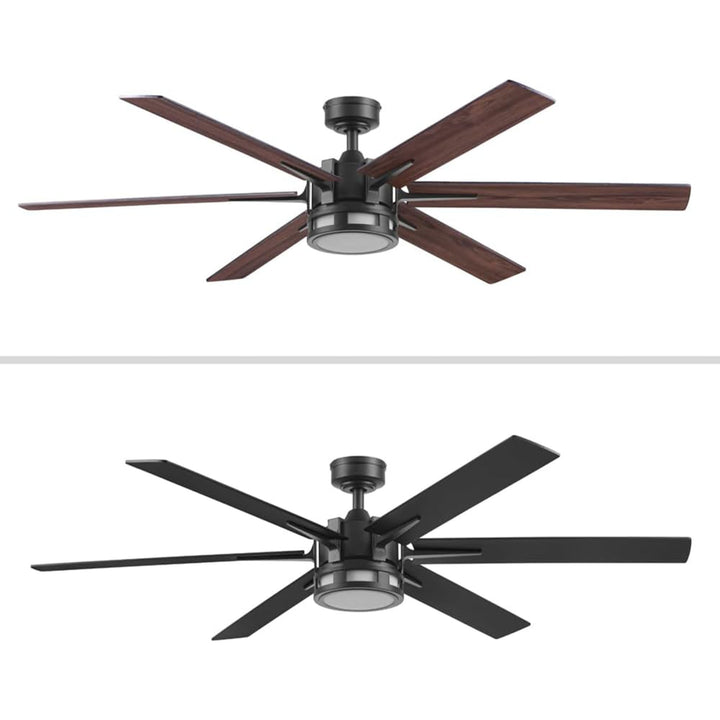 Honeywell Ceiling Fan, Color Changing LED & Remote Control, 60", Black(Open Box)