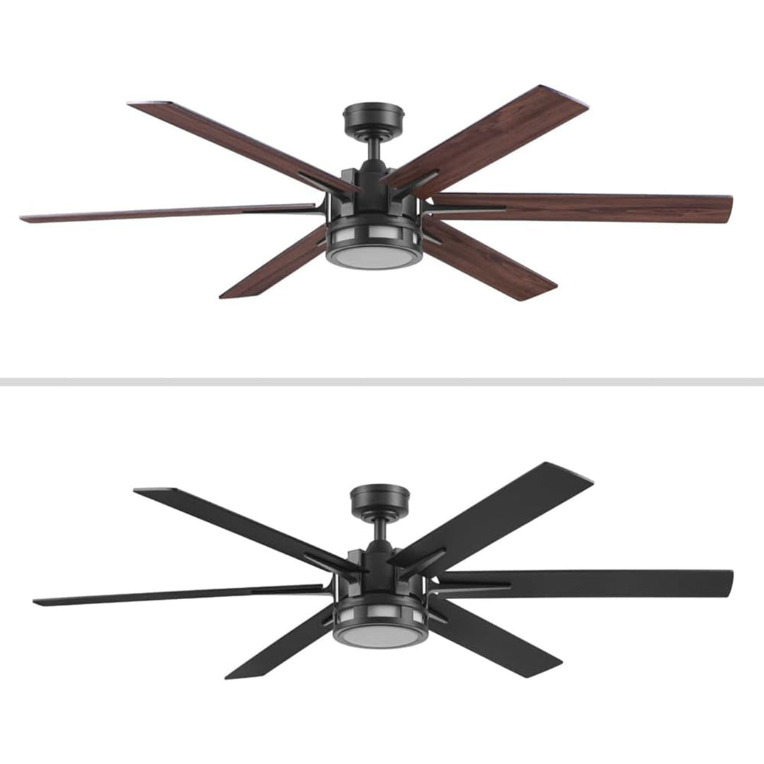 Honeywell Ceiling Fan, Color Changing LED & Remote Control, 60", Black(Open Box)