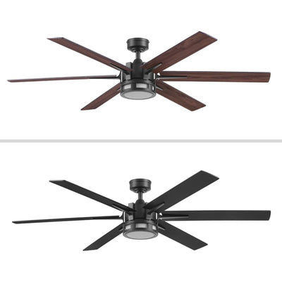 Honeywell Ceiling Fan, Color Changing LED & Remote Control, 60", Black(Open Box) - VMInnovations