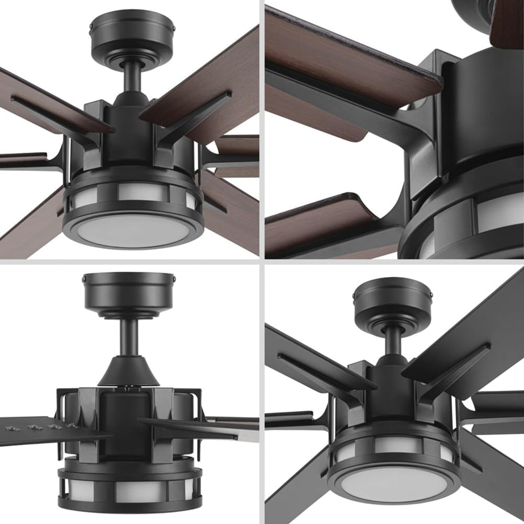 Honeywell Ceiling Fan, Color Changing LED & Remote Control, 60", Black(Open Box)