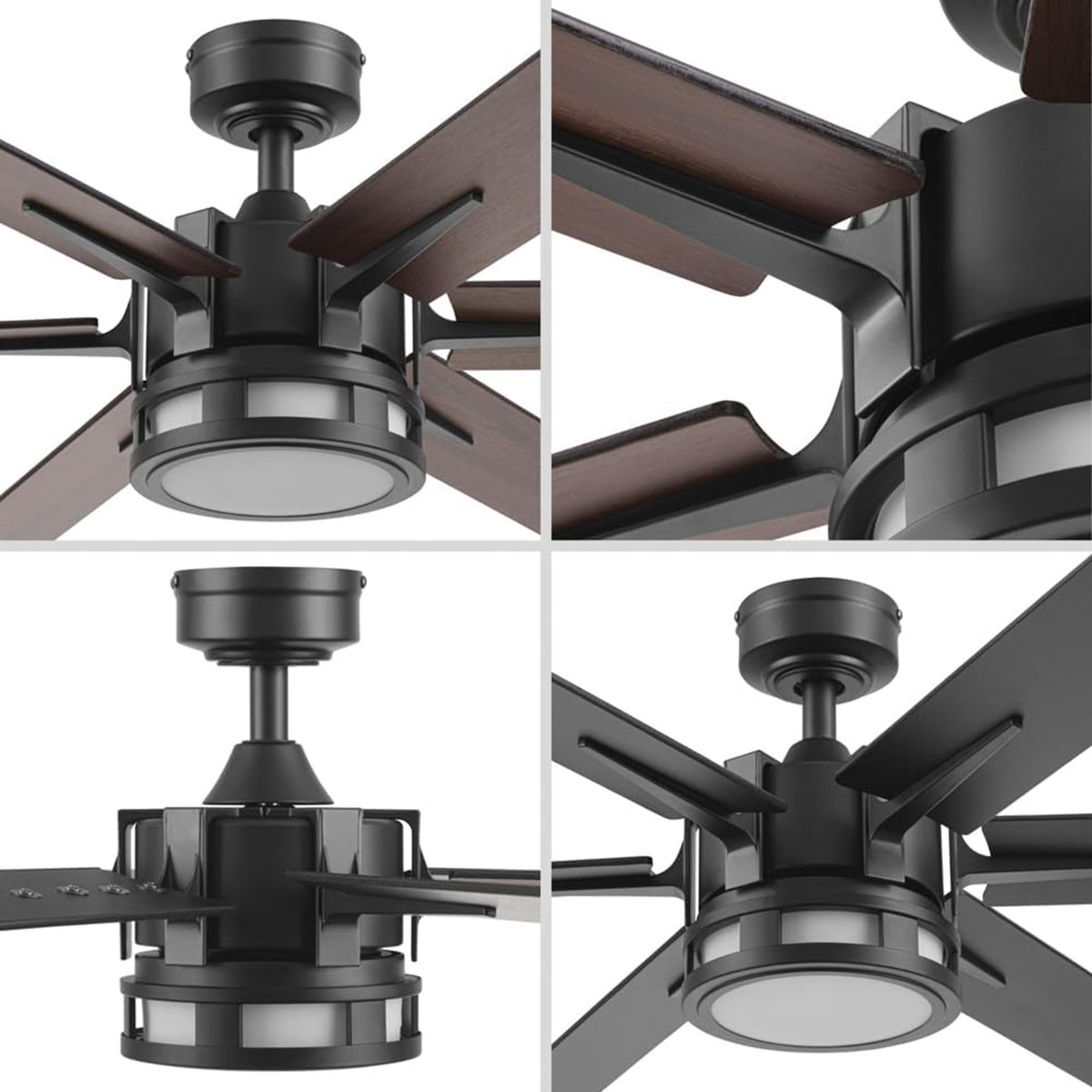 Honeywell Ceiling Fan, Color Changing LED & Remote Control, 60", Black(Open Box) - VMInnovations