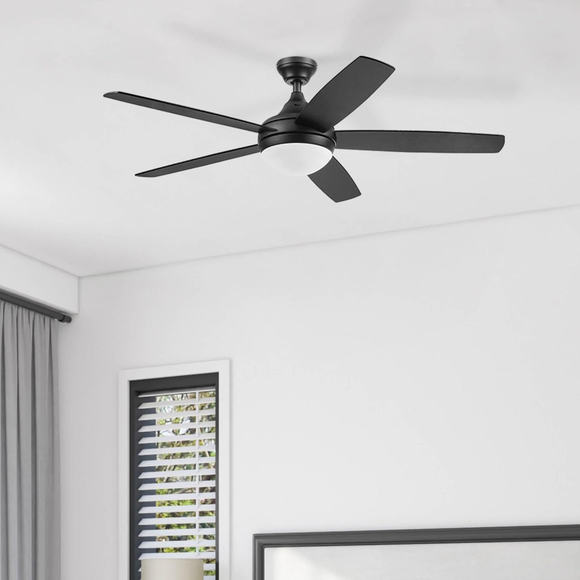Prominence Home Ashby 52" Ceiling Fan w/Light, Remote, & 5 Blades, Black/Ebony - VMInnovations