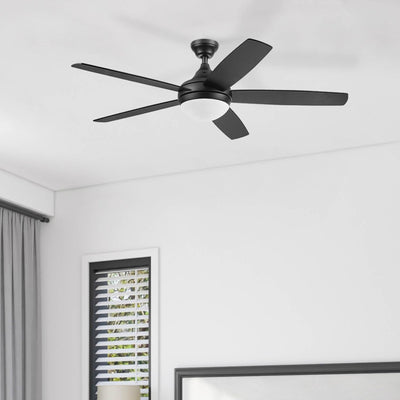 Prominence Home Ashby 52" Ceiling Fan w/Light, Remote, & 5 Blades, Black/Ebony - VMInnovations
