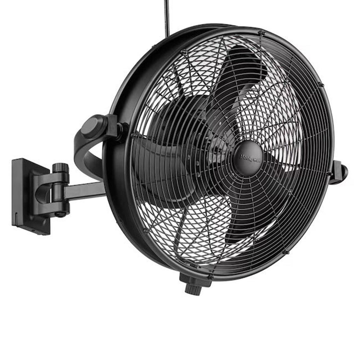 Honeywell Outdoor Wall Fan Remote Quiet 18" XL Mount Adjustable, Matte Black