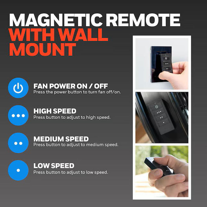 Honeywell Outdoor Wall Fan Remote Quiet 18" XL Mount Adjustable, Matte Black