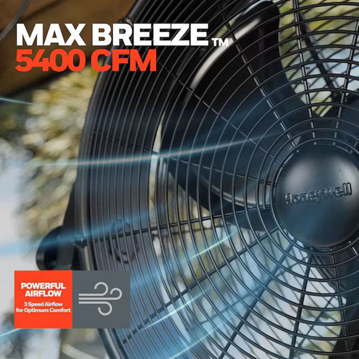 Honeywell Outdoor Wall Fan Remote Quiet 18" XL Mount Adjustable, Blk (Open Box)