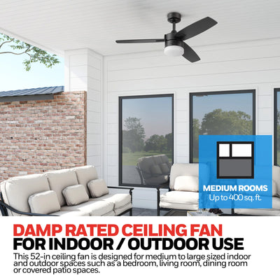 Honeywell Conifer 42 In Ceiling Fan W LED Light & Remote, Matte Black (Open Box)
