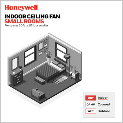 Honeywell Conifer 42 In Ceiling Fan W LED Light & Remote, Matte Black (Open Box)