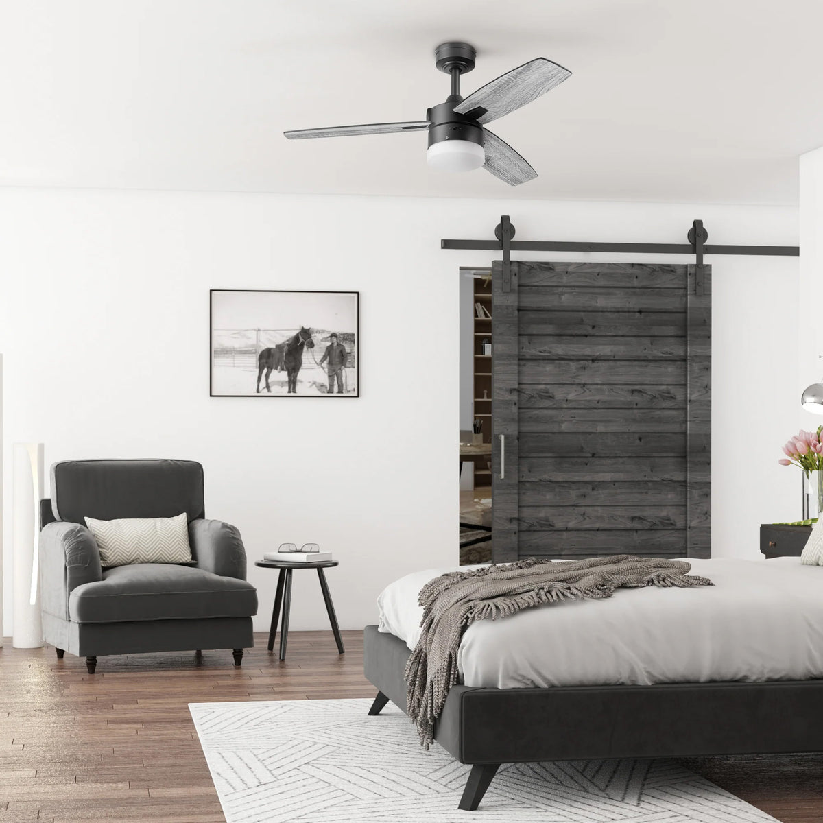 Honeywell Conifer 42 In Ceiling Fan W LED Light & Remote, Matte Black (Open Box)