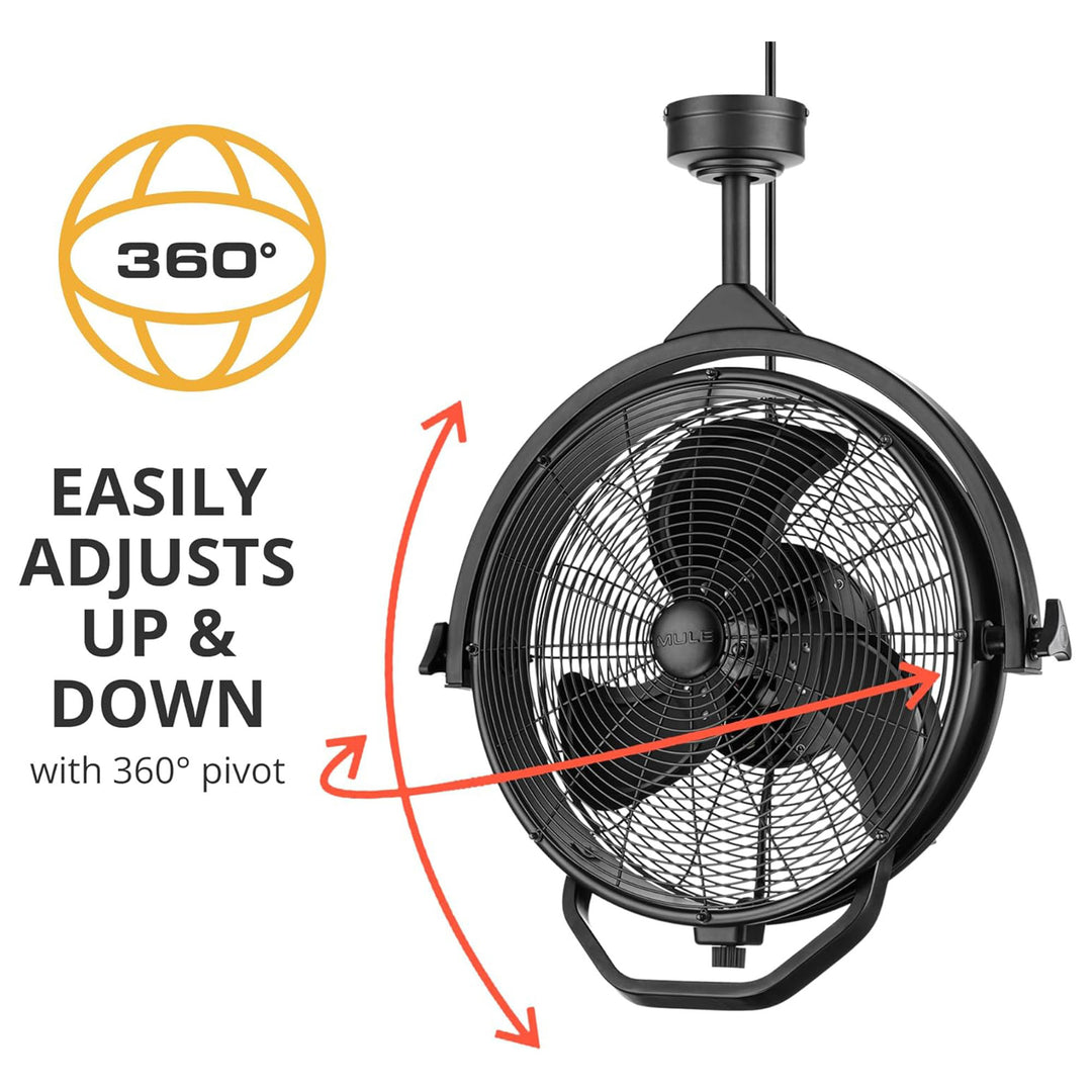 Mule Rugged Outdoor 18" Fan, Dual Height Ceiling Mounting Options (Open Box)
