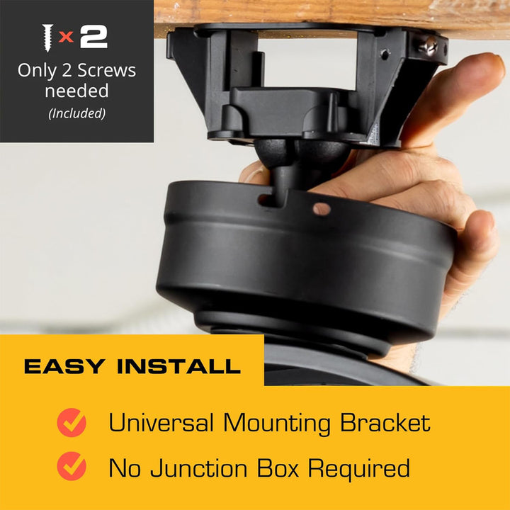 Mule 18" Garage Fan w/Work Lights Dual Height Ceiling Mounting Options(Open Box)