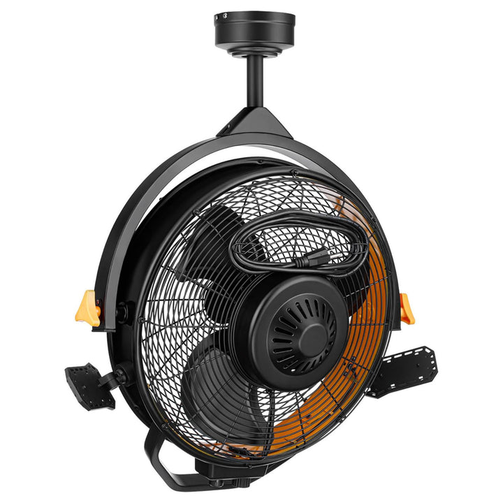 Mule 18" Garage Fan w/Work Lights Dual Height Ceiling Mounting Options(Open Box)