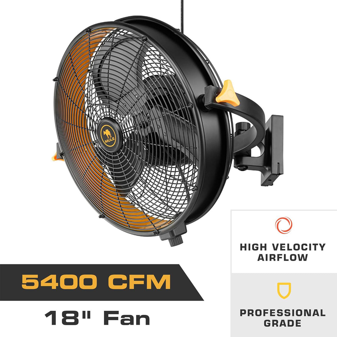 Mule Garage Fan XL, 18" High Velocity Wall Mount Fan for Workshop (Open Box)