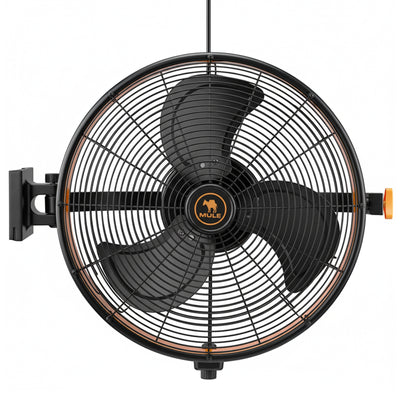 Mule 18" Garage Wall Fan XL, Wall Mount, 120-Degree Swivel, 3-Speed, Black Matte