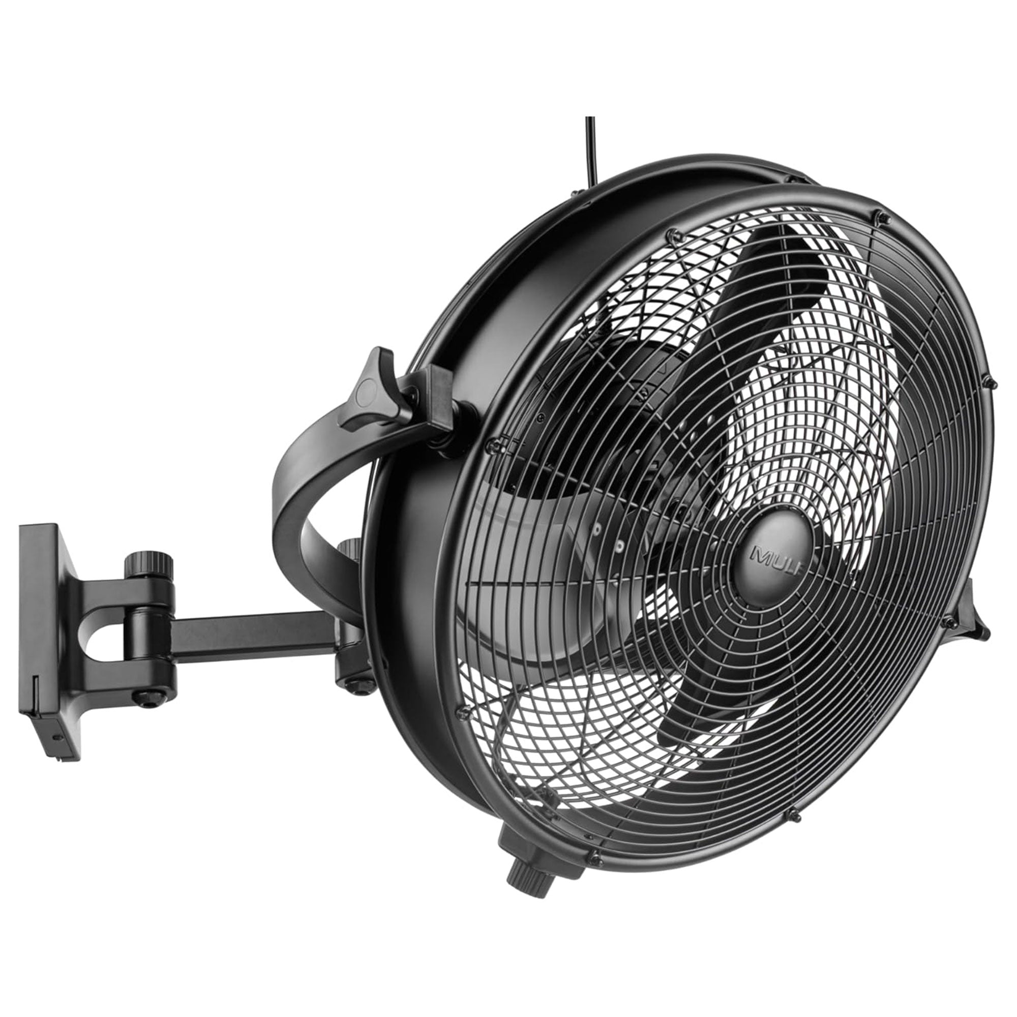 Mule 18 Inch Adjustable Outdoor Wall Fan Extended Arm 3 Speed, Black (Open Box) - VMInnovations