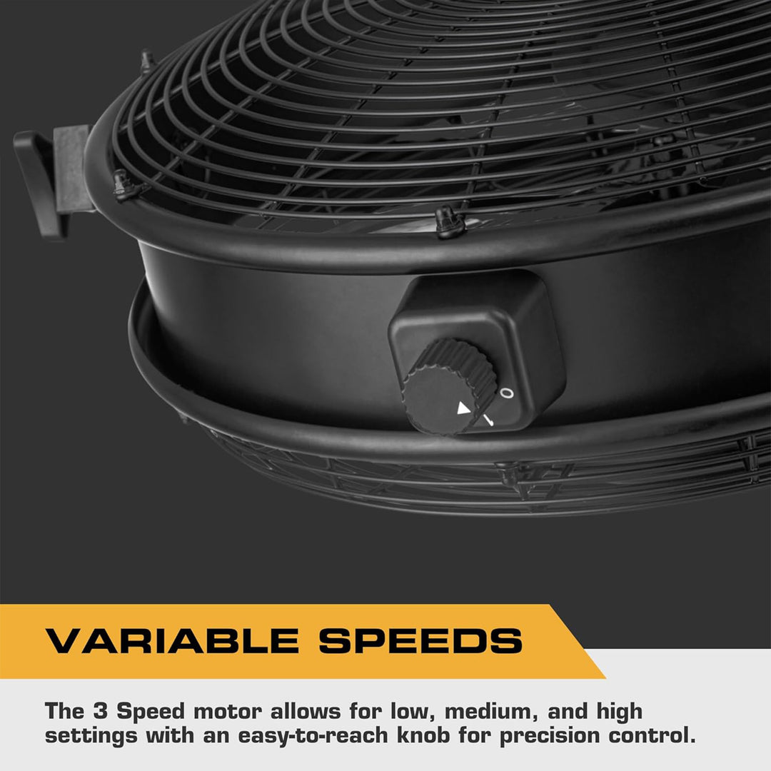 Mule 18 Inch Adjustable Outdoor Wall Fan Extended Arm 3 Speed, Damp Rated (Used)