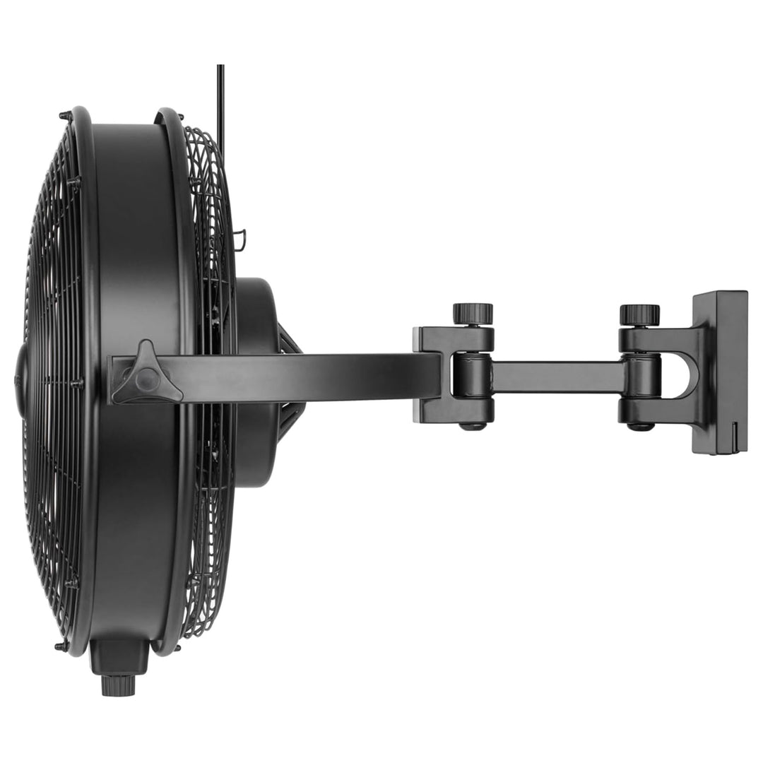 Mule 18 Inch Adjustable Outdoor Wall Fan Extended Arm 3 Speed, Damp Rated (Used)