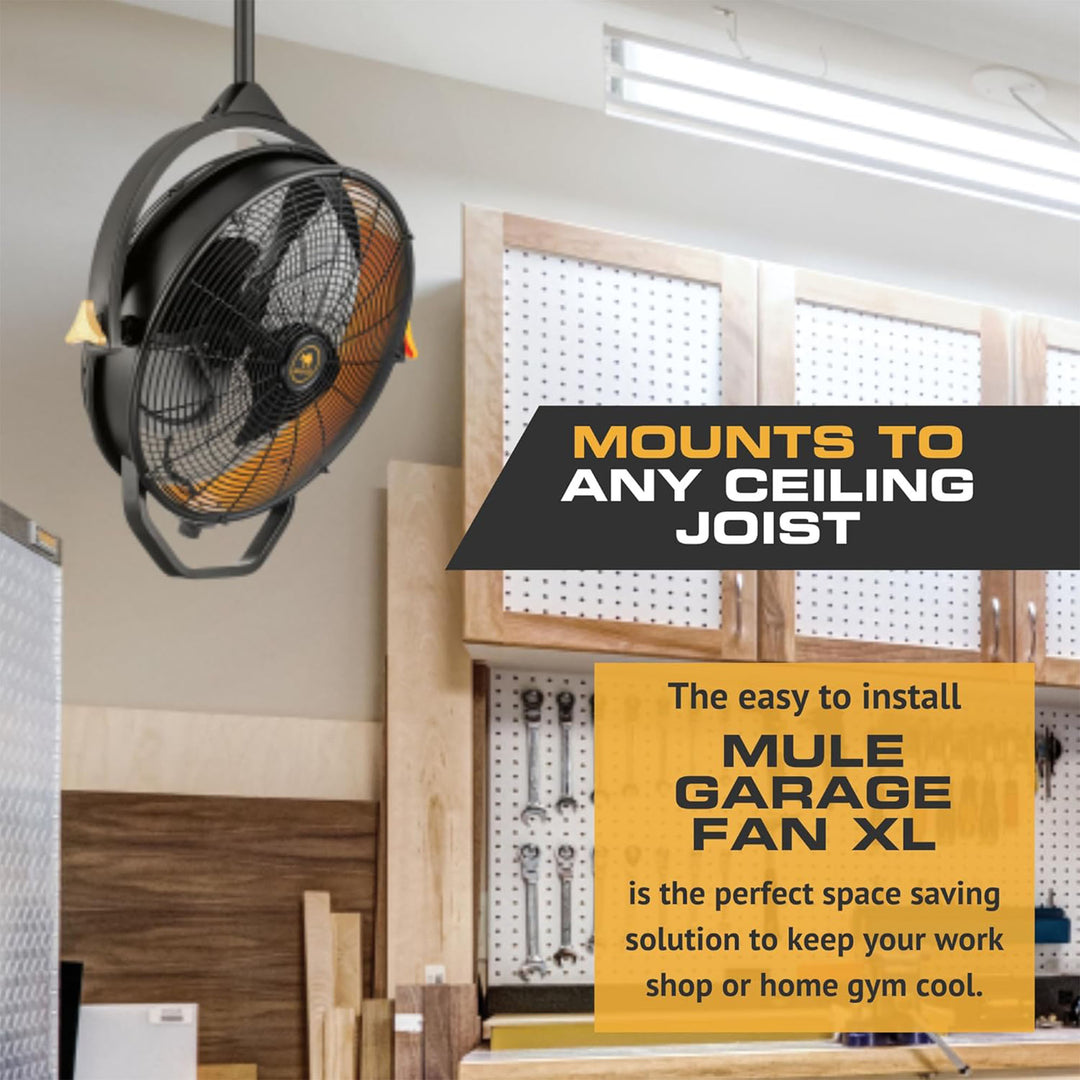 Mule 18" Fan, Dual Height Ceiling Mounting options, Standard 3-Prong (Open Box)