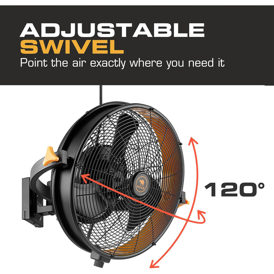 Mule Garage Fan XL w/ Remote, 18 Inch Wall Mount Fan for Workshop or Home Gym