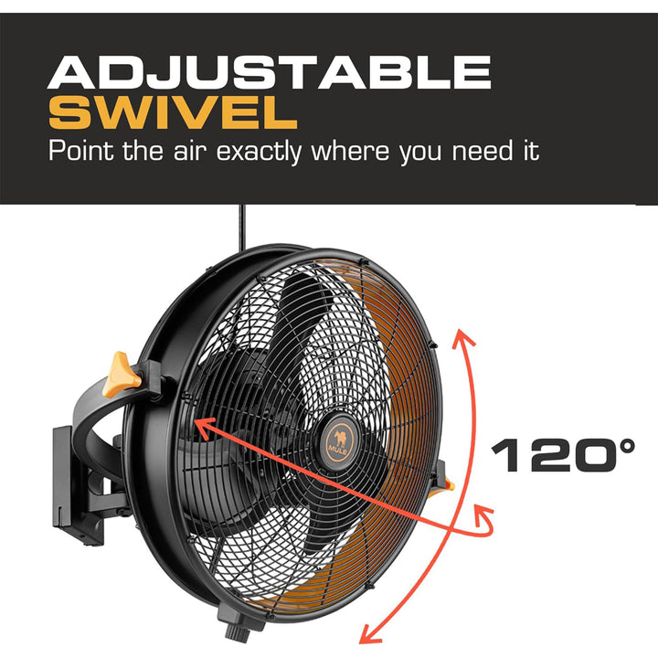 Mule Garage Fan XL w/ Remote, 18 Inch Wall Mount Fan for Workshop or Home Gym