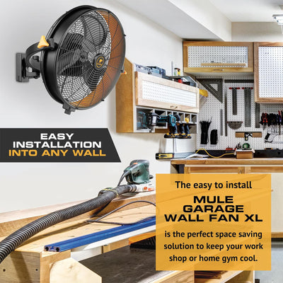 Mule Garage Fan XL w/ Remote, 18 Inch Wall Mount Fan for Workshop (Open Box) - VMInnovations